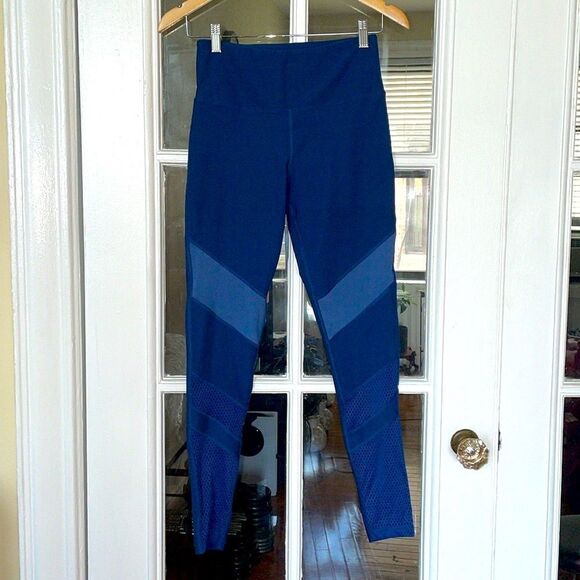 3/$15 MARIKA navy blue women’s yoga workout exercise pants mesh legging size M - Picture 1 of 11